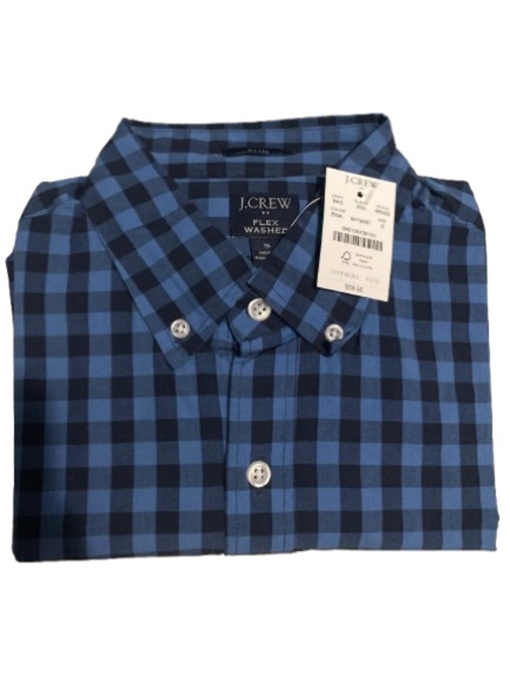 J. Crew Menβs Blue and Navy Plaid Button-Down Shirt